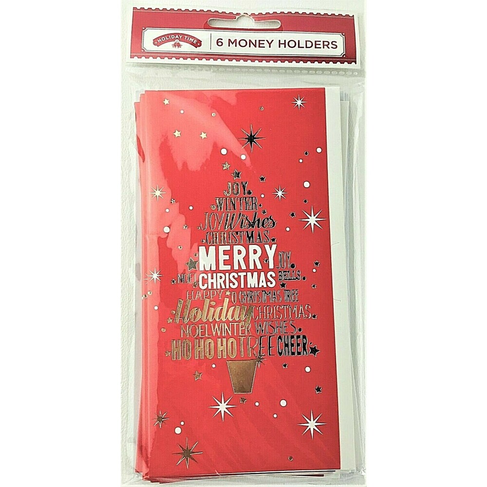 Metallic Words Holiday Money Gift Card Holder Card with Envelopes  6 count